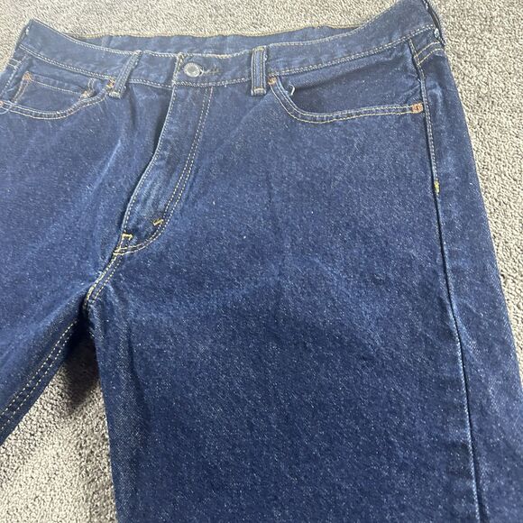 Levis 505 Jeans Mens 38x25 Hemmed Blue Denim Regular Fit Straight Leg Dark - Picture 3 of 16